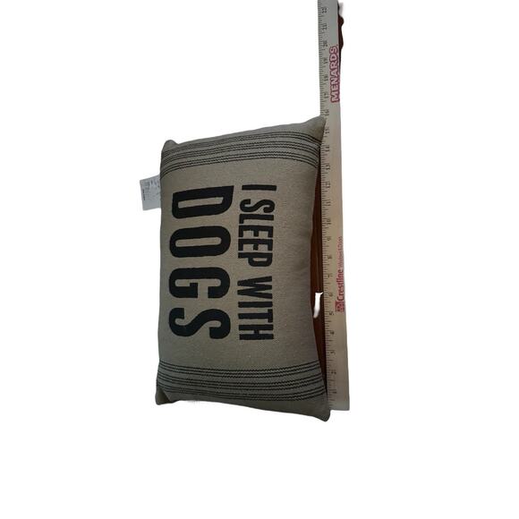 Throw Pillow “I Sleep With Dogs” 14”x 9” Soft Burlap Type Cotton Fabric - Picture 8 of 8